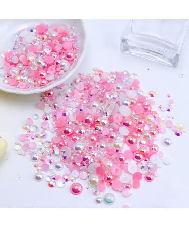 Briskbloom 3620PCS Flatback Pearls & Rhinestones Set for Crafts - 2mm-10mm Mix Rhinestones for Nails & Art - Tweezers & Wax Pen Included - White & Pink Marshmallow Blend - Buy Online on SooperMarket.com