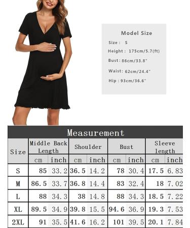 Bresdk Women's Maternity Nightdress Nursing Pyjamas - Black XL - Buy Online on SooperMarket.com