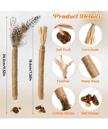 Zuimei 6 Pack Silvervine Chew Sticks Kitten Teething Toys Natural Cat Teeth Nip Cleaning Teeth Chew Catnip Toys with Bells and Feathers for Cat Teeth Cleaning Kitten Teething and Stress Release - Buy Online on SooperMarket.com