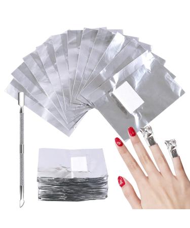 Sularpek Foil Nail Wraps 200 Pcs Gel Nail Remover Wraps With 1pcs Cuticle Pusher Nail Foils For Gel Nails For Fast & Gentle Soak Off Gel Polish Removing