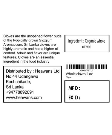 Organic Whole Cloves 2 oz - Hand Picked Premium Grade from USDA Certified Farm - Buy Online on SooperMarket.com