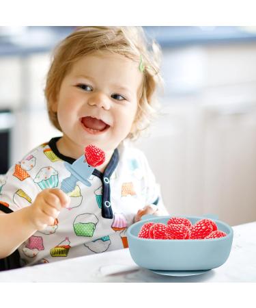 Lanjue Silicone Suction Bowl Set for Baby Toddler | BPA Free Non Slip Weaning Bowl with Spoon & Fork | Blue - Buy Online on SooperMarket.com