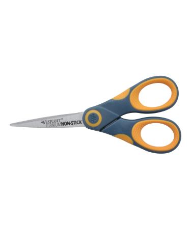 Westcott 14881 5-Inch Non-Stick Titanium Scissors For Office and Home, Yellow/Gray