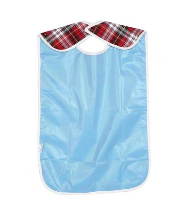Adult Bib 3colors Adult Bib Washable Reusable Waterproof Dinning Aid Clothes Protector Clothing Protector with Optional Crumb Catcher and Vinyl Backing 17.7 * 29.5inch(Blue)