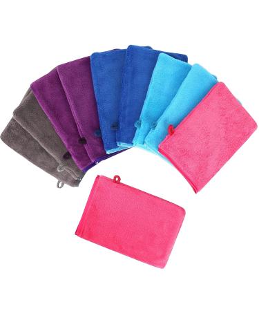 HOGARY 10 PCS Microfiber Body Wash Mitts - Soft Flannel Face Mitten & Bath Spa Cloth - Reusable Makeup Remover Gloves - European Style Wash Cloth (6.8 inch) - 5 Colors - Buy Online on SooperMarket.com