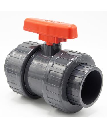 PVC ball tap I 63 mm i 2 inches I for adhesive muffles and fittings i shut-off tap 2-ways I PVC pipe connector 63mm i ball slide for pool and pond construction i BM_146 63 mm