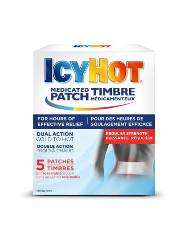 Icy Hot Medicated Patch 5 Count Long-Lasting Muscle & Joint Pain Relief For Simple Backaches Lumbago Strains & Sprains Arthritis Regular Size Patch