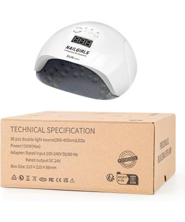 NAILGIRLS 150W UV LED Nail Lamp for Home Salon - Gel Polish Dryer with Timer Presets and Auto Sensor - White - Buy Online on SooperMarket.com