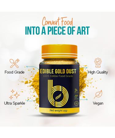 Edible Gold Dust for Cake Decorating - Luster Dust for Cakes - Tasteless Glitter Spray - 15g - Buy Online on SooperMarket.com