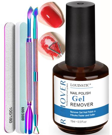 LOUINSTIC Gel Nail Polish Remover Gel Remover for Nails No Need to Soak or Wrap Quickly Remove Gel Nail Polish in 2-5 Minutes Professional Gel Polish Remover Kit