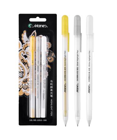 RVOGJP 3 Colors Gel Pen Set - White Gold and Silver Gel Ink Pens Archival Ink Fine Tip Sketching Pens For Illustration Design Art Drawing Black Paper Drawing Adult Coloring Book Pack of 3