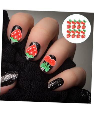FRCOLOR 180 Pcs Nail Fruits Decoration Cute Lip Gloss Tool Nail Decoration Fruit Slices Cherry Fruit Flatback Lip Gloss Kit to Nail Art Charms Hair Red Resin Nail Supplies Strawberry 3d - Buy Online on SooperMarket.com