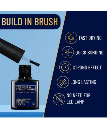 Valitic Nail Glue & Strengthener for Acrylic/Press On Nails - Quick Dry Brush On Gel, Long Lasting & Adhesive Bond for False Nails - Nail Strengthener for Tips - 0.33oz, 1 Pack - Buy Online on SooperMarket.com