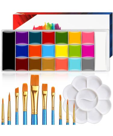 DONGERNIIU Face Painting Kit Oil Palette, Professional Face Paint Flash Non Toxic Safe Tattoo Halloween FX Party Artist Fancy Makeup Painting Kit For Kids and Adult 20 Color