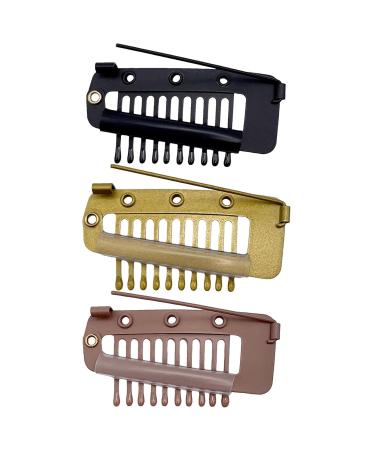 4 Pack Hair Extension Clamps - Metal Wigs Clinging Snaps 10 Teeth Comb Brackets for Women's Hair Extensions in 3 Colors - Buy Online on SooperMarket.com
