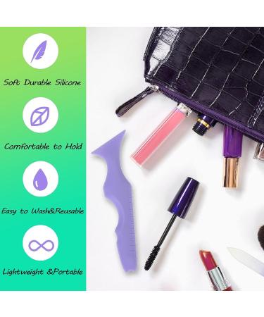SHANPIN 5 in 1 Silicone Makeup Tool Set - Mascara Shield, Winged Liner Stencils, Eyeshadow Brush, Eyebrow Kit - Waterproof and Reusable (Purple) - Buy Online on SooperMarket.com