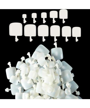 1200 Pieces Press on Toenails White Acrylic False Toenails Full Cover Glue on Artificial French Toenails Fake Toe Nail Tips for Women Girls  12 Sizes (Natural Color)