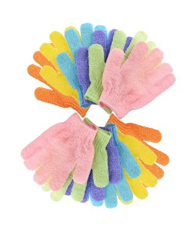 Belvanr shower 12 pieces massage hand shoes bathroom peeling glove hammam glove scrubbing gloves scrubbing massage for shower body peeling for men and women (multicolored)