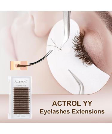 ACTROL YY Brown D Curl 0.07mm 8-15mm Eyelash Extensions - Y Shaped Premade Soft Lashes for Easy Volume - Brown/0.07D8-15mm - Buy Online on SooperMarket.com
