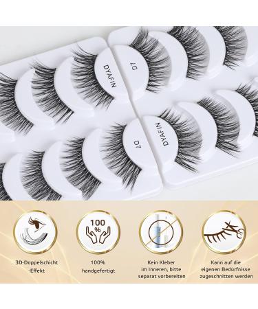 Dyafin 3D Eyelash Set - 8 Pairs of Natural Reusable Handmade Fake Lashes | Lightweight & Comfortable - Buy Online on SooperMarket.com