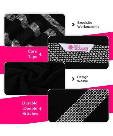 CASA COPENHAGEN Solitaire 600 GSM 6-Piece Towel Set - Black + White | Super Soft Egyptian Cotton Towels for Bathroom, Kitchen & Shower - Buy Online on SooperMarket.com