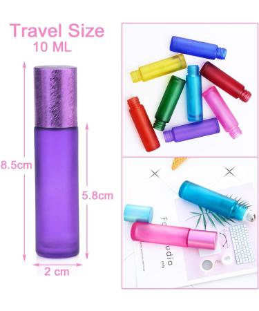 Alledomain 7-Piece Essential Oils Roller Bottle Set - Colorful Frosted Glass Refillable Aromatherapy Travel Bottles with Opener & Pipette - Buy Online on SooperMarket.com