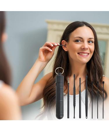 Palarn 7pcs Stainless Steel Ear Wax Cleaner Tool Set - Ear Curette & Earwax Removal Kit with Storage Box (Black) - Buy Online on SooperMarket.com
