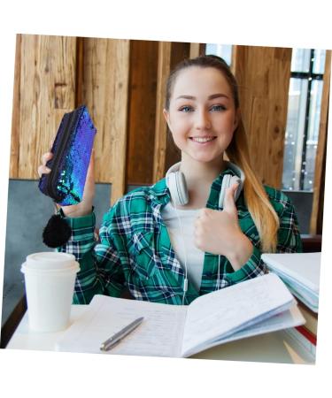 EXCEART 1pc Pencil Style Bags Makeup Cosmetic Mermaid Sequin Multifunction Lady Storage Pouch Bag Sequins Green Black 21X7CM - Buy Online on SooperMarket.com