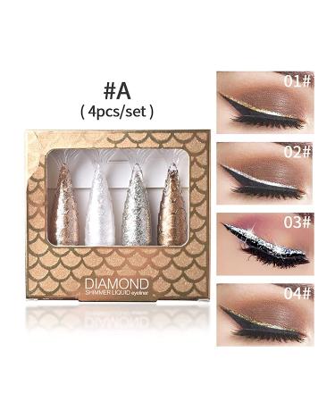 Go Ho Liquid Glitter Eyeliner Set - Metallic Shimmer Sliver Eyeshadow Liner - High Pigment Colored Eyeliner - Long Lasting Sparkling Makeup (Style A) - Buy Online on SooperMarket.com