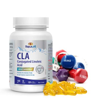 MapleLife Nutrition CLA Conjugated Linoleic Acid 1000 mg Promote Reduction of Body Fat Improve Muscle-to-Fat Ratio - Weight Management Metabolism Support Body Composition Antioxidant Maintain Overall Health 90 Softgels