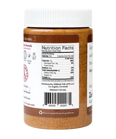 Spread The Love Almond Butter Unsalted 16 oz ( 454 g) - Buy Online on SooperMarket.com
