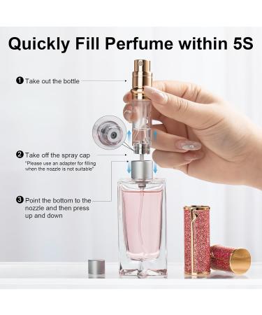 Gemice Perfume Travel Refillable Atomizer Luxury Glitter Bling Bottom Filling Perfumes Bottle Mini Fragrances Dispenser Portable Cologne Sprayer Pocket Size 5ml for Plane Trip Gift Sparkling Pink - Buy Online on SooperMarket.com