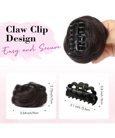 REECHO 2 PCS Mini Claw Clip in Messy & Cat Ears Hair Bun Extensions Wig Accessory Updo Hairpieces for Women Girls (Pack of 2-3.5" Wavy Dark Brown) Pack of 2 - 3.5" Wavy Dark Brown - Buy Online on SooperMarket.com
