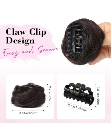 REECHO Space Bun Hair Pieces 2 Pack - Mini Claw Clip Messy Bun & Cat Ears Extensions in Wavy Black Brown for Women/Girls - Buy Online on SooperMarket.com