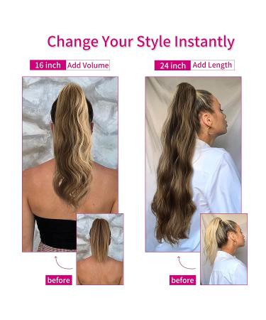 REECHO 16 Inch Dark Blonde Ponytail Extension | Easy Claw Clip-In Hairpiece for Women - Buy Online on SooperMarket.com