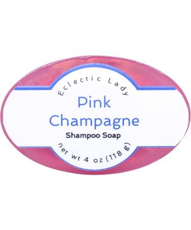 Pink Champagne Shampoo Soap Bar By Eclectic Lady with Pure Argan Oil Silk Protein Honey Protein and Extracts of Calendula Flower Aloe Carrageenan Sunflower - 4 oz Bar