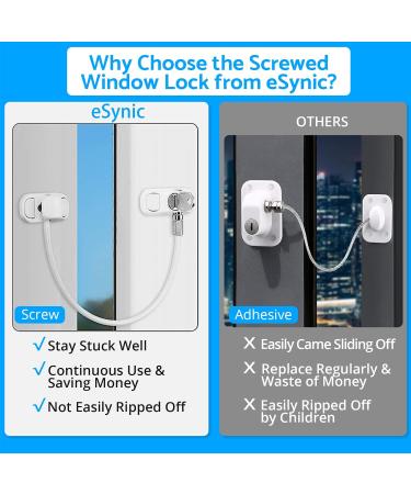 eSynic 4Pc Window Restrictors - Child Safety Locks for UPVC Windows - White Style-B - Buy Online on SooperMarket.com