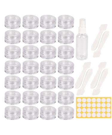 70 Pcs Empty Plastic Cosmetic Jars 5ml Sample Containers Pots Bottles sample pots for cosmetics Travel Cosmetic Jar Pots with Lids travel pots for cream travel cream pots for toiletries Transparent-70pcs-5ml