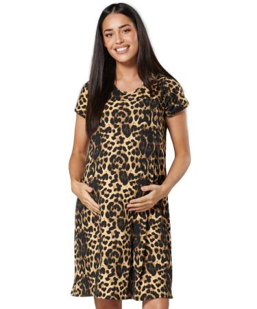 HAPPY MAMA. Women's Labor Delivery Hospital Gown Breastfeeding Maternity. 434p 14-16 Brown Panthera