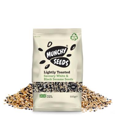 Mixed Black & White Savory Toasted Sesame Seeds by Munchy Seeds - Perfect Vegan Snack Protein-Rich Ideal for Salads & Sushi Nutrient-Dense 500g Mixed Sesame Seeds