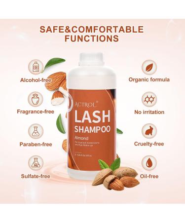 Eyelash Extension Cleanser Almond 1L Natural Lash Extension Shampoo Professional Eyelid Foaming Cleanser Paraben & Sulfate Free Non-lrritating with Salon and Home Care - Buy Online on SooperMarket.com
