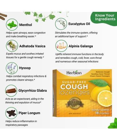 Herbion Naturals Honey Lemon Cough Lozenges | Cough Suppressant | Sore Throat Relief | Pack of 6 - Buy Online on SooperMarket.com