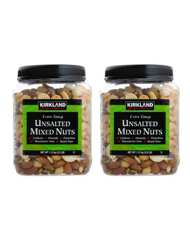 Kirkland Signature QNKDQK Extra Fancy Unsalted Mixed Nuts 2.5 (LB), 2 Pack of 40 Ounce, 99451458768 Unsalted 2.5 Pound (Pack of 1)