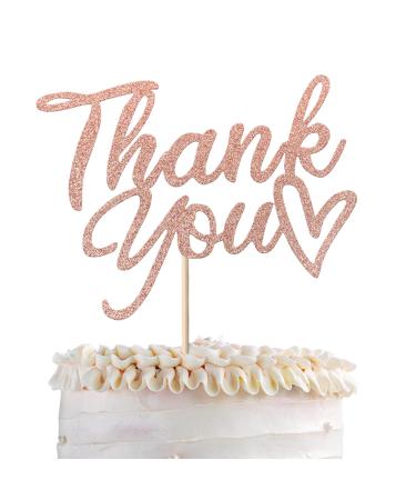 1 Pack Thank You Cake Toppers Glitter Thank You Cake Picks Thanksgiving Day Cupcake Decorations Wedding Anniversary Birthday Party Cupcake Decorations Rose Gold 4-rose Gold