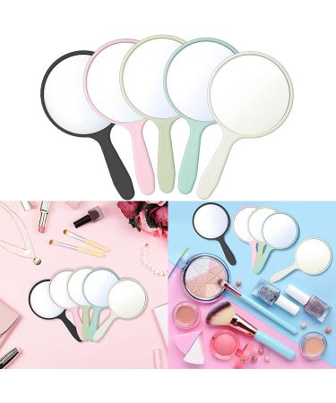 25-Piece Portable Handheld Hand Mirror Set for Women & Girls - Compact Round Mirror for Travel, Camping, Daily Use - White, Pink, Black, Blue, Green - Buy Online on SooperMarket.com