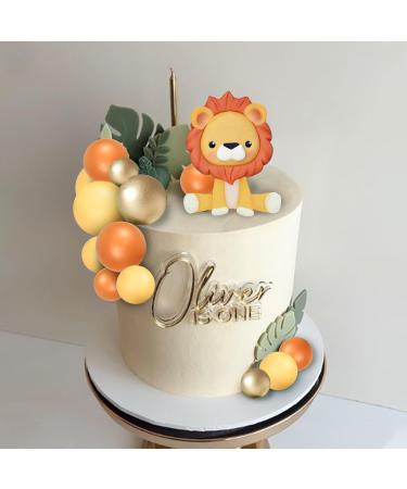 DRWATE Lion Cake Topper with Balls Cake Decorations for Wild Animals Themed Birthday Baby Shower Party Supplies (STYLE 4) - Buy Online on SooperMarket.com