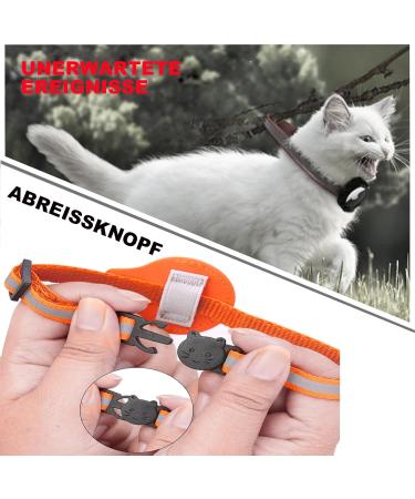 Mouyou Airtag Cat Neck Band - Soft Nylon Reflective Collar with Bell & Safety Clasp Adjustable 22-34cm Orange - Track Your Cat with Airtag Holder - Buy Online on SooperMarket.com