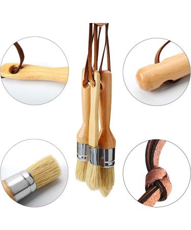 Professional 3pcs Small Round Chalk and Wax Paint Brush Set - Reusable Natural Bristle Brushes for DIY Painting - Compatible with Annie Sloan Chalk Paint and Milk Paint - Buy Online on SooperMarket.com