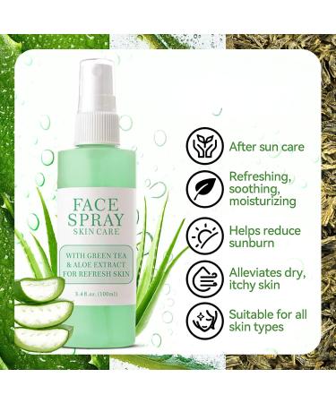 Facial Spray W/Aloe & Green Tea Hydrating Face Mist Moisturiser Aloe Vera Face Toner for Dry Skin Makeup Setting Spray for Face Soothing Face Spray Refresh & Repair 3.4 Fl Oz - Buy Online on SooperMarket.com