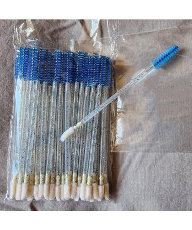 JIANYI Disposable Dual-Ended Spoolies and Lip Applicators 50-Pack - 2-in-1 Mascara Wands and Lip Brushes in Crystal Blue - Buy Online on SooperMarket.com